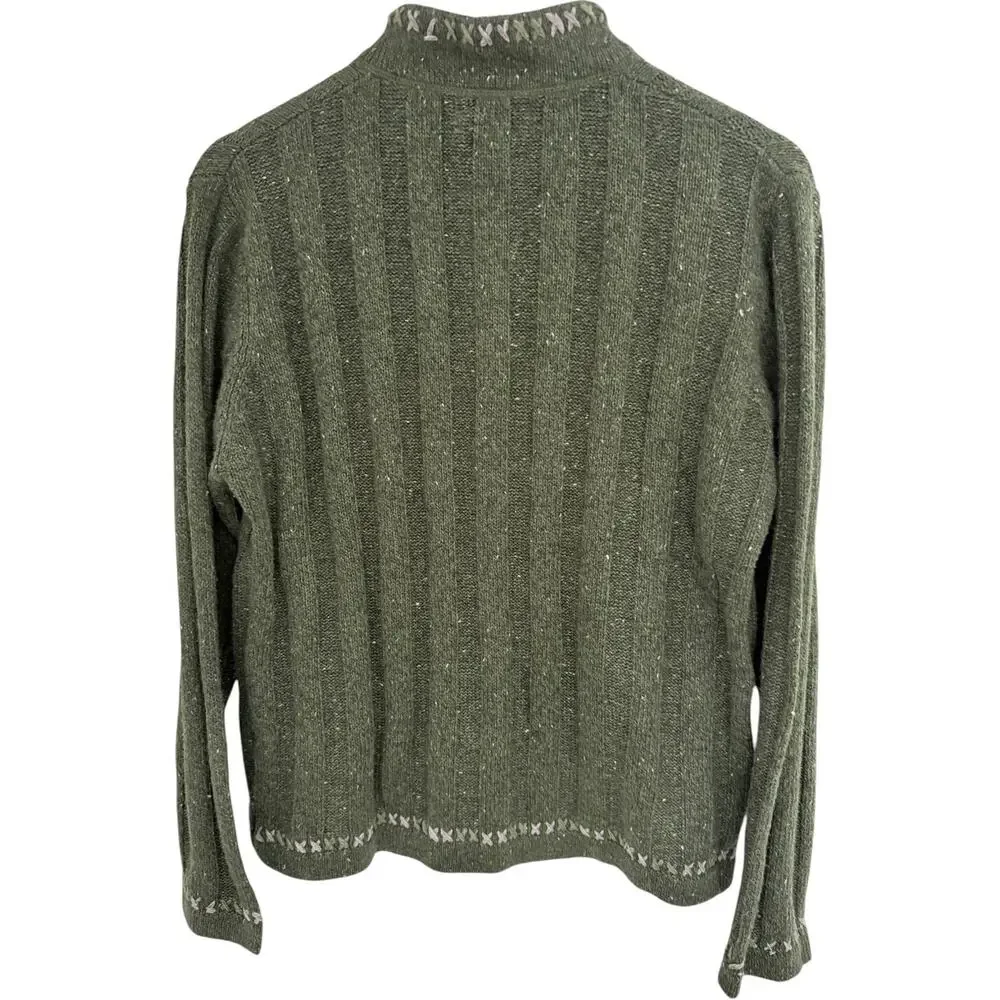 Woolrich Sweater Womens L Green Quarter Zip Knit Pullover